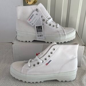 Superga NIB Alpina white unisex canvas lug platform sneaker